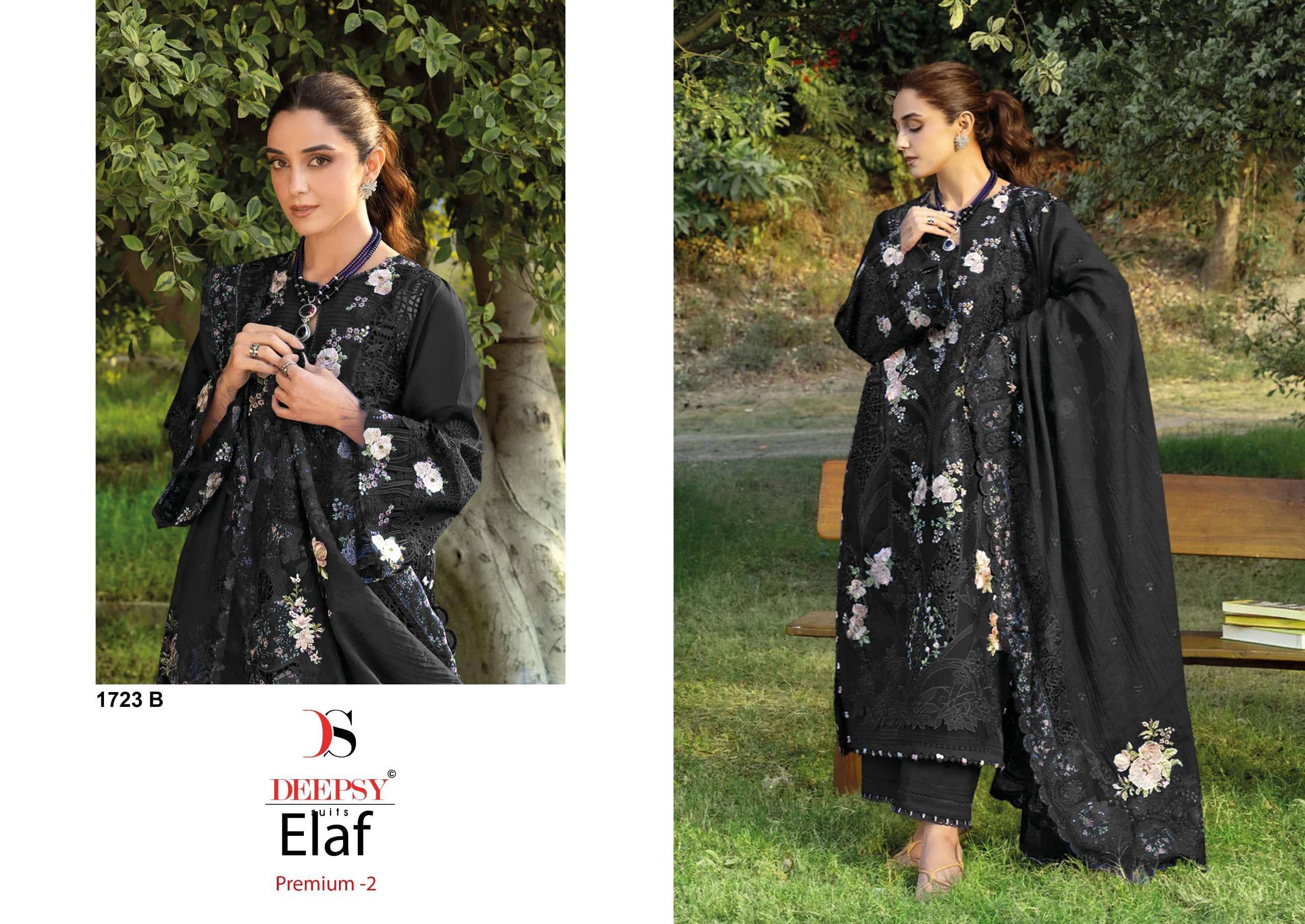 ELAF Premium-3 Luxury Lawn COLORS by DEEPSY SUITS 1723 A TO 1723 D Series Pakistani Stylish Beautiful Colourful Printed & Embroidered Party Wear & Occasional Wear Pure Cotton Dresses At Wholesale Price